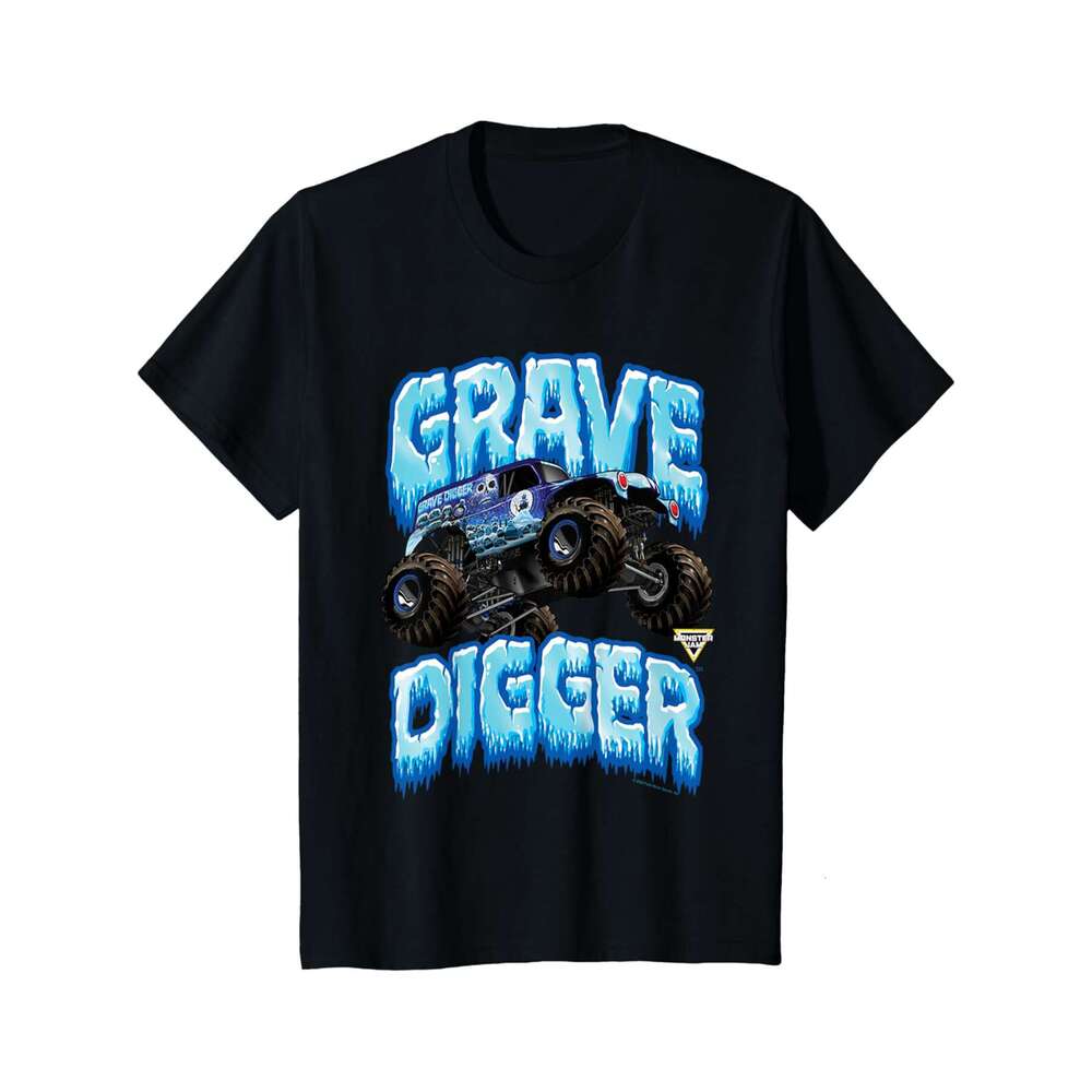 Designer T shirt Mens Monster Jam Mens Grave Digger Ice Cold Monster Truck - 220g T shits