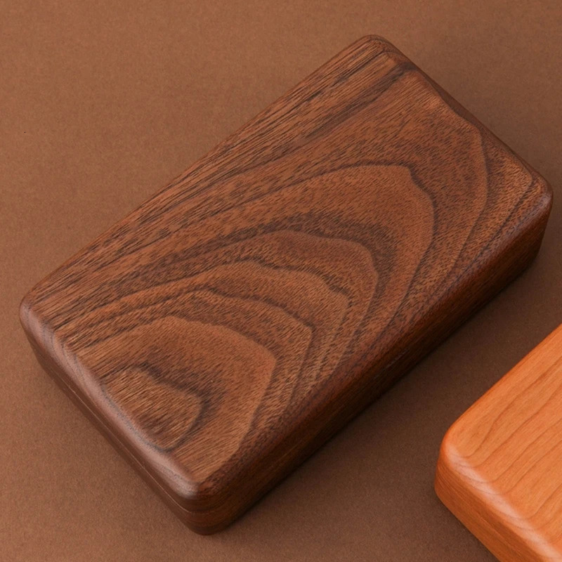 R2LE Portable Flannelette Jewelry Storage Box High-end Luxurious Black Walnut Vintage Necklace Earrings Portable Travel Case 250409