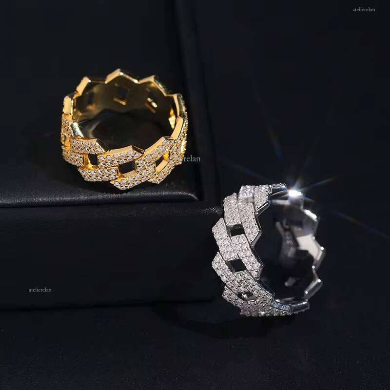 Hot Sale Fashion New Design Gold and Silver Silicon Stone Ring Full GRA Certificate Passed Diamond Tester Hip-Hop Style