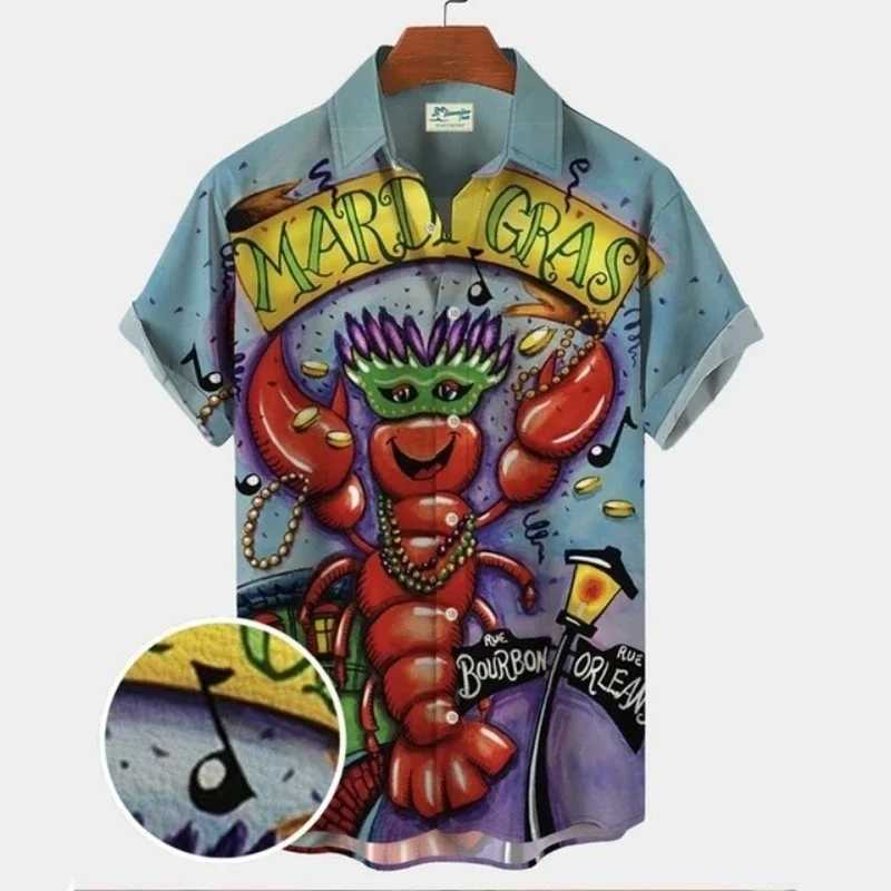 Fashionable Harajuku Hawaiian casual flower mens shirt octopus 3D printed summer short sleeved mens shirt Camisas Casuais X250410
