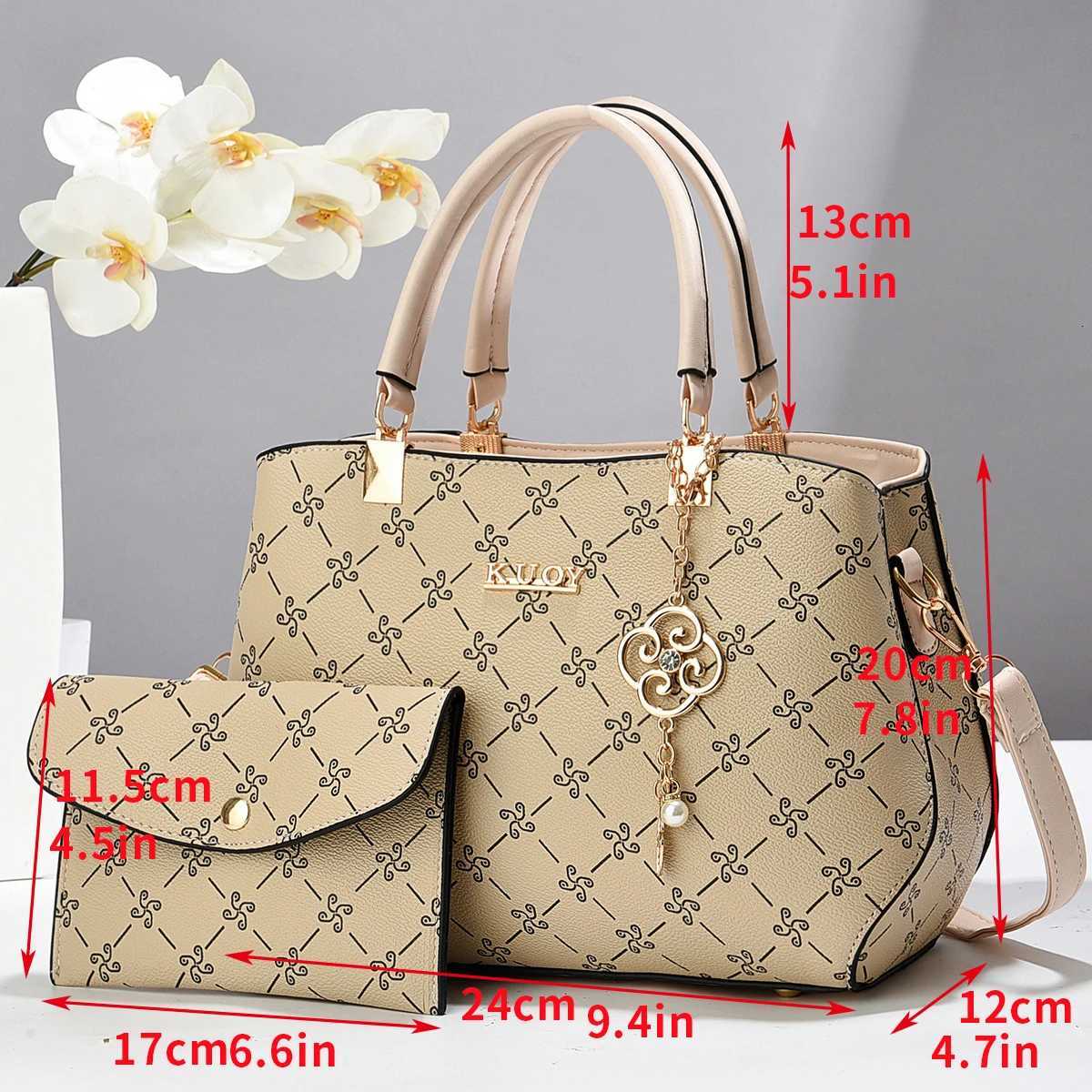 Elegant Print Tote Bag For Women PU Leather Shoulder And Crossbody Bag K251110