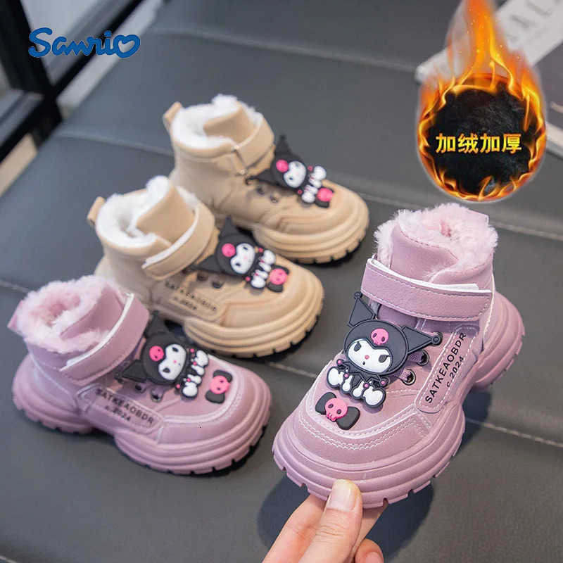 Sanrio Hot Girl Kuromi Kawaii Fashion Comfortable Cotton Shoes Student Winter Thick Sole Cartoon Child Waterproof Snow Boots New H251110