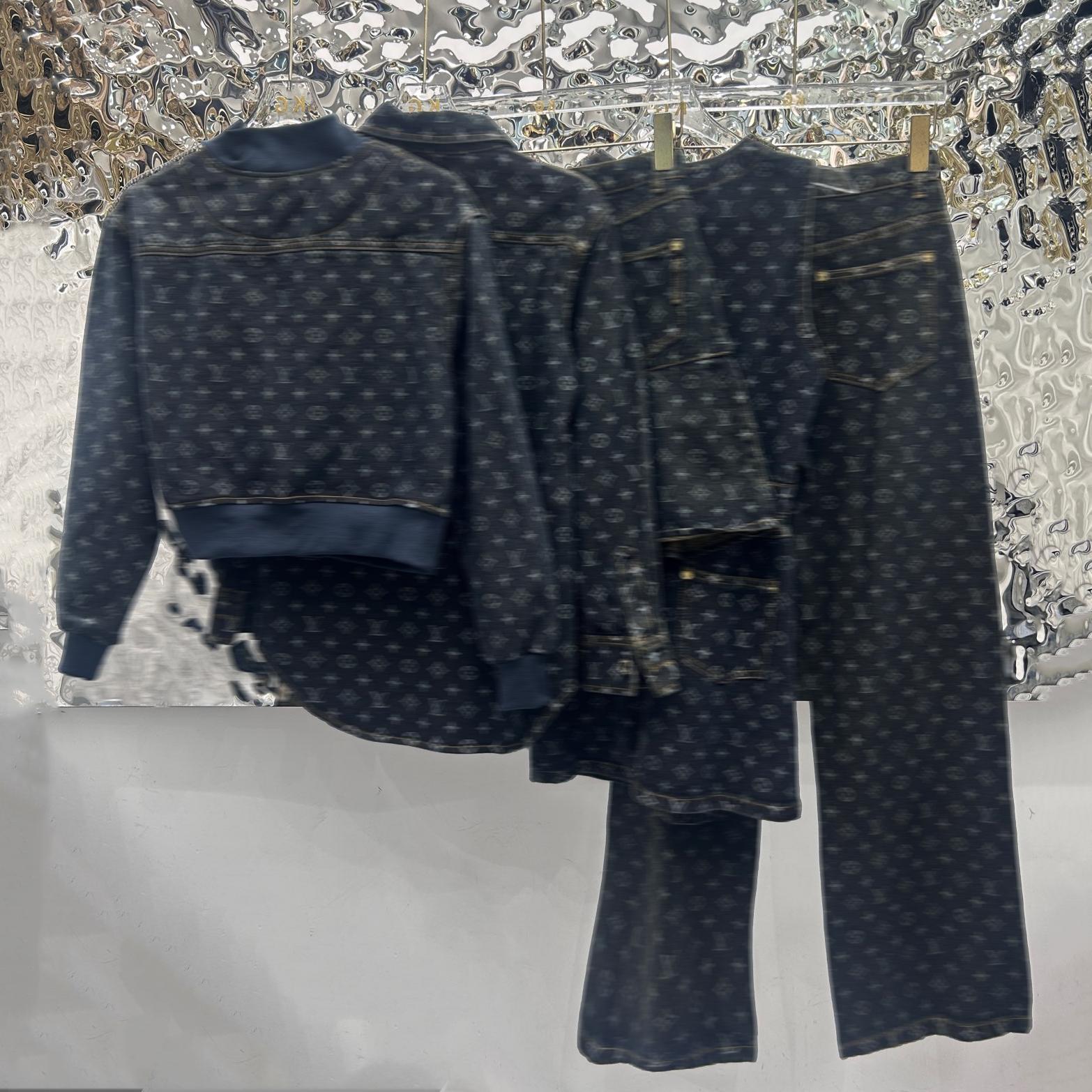 Designer Womens Tracksuit Full Letter Short Denim Jacket Skirt Set Luxury Long Sleeve Shirts High Waisted Straight Leg Jeans for Women