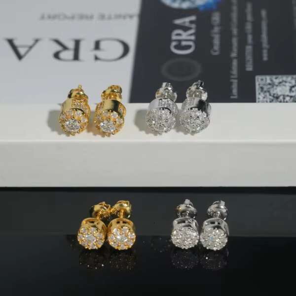 Hip Hop Moissanite Diamond Earrings Screw Back Pass Diamond Tester 925 Sterling Silver Moissanite Stud Earring Ready Shipping