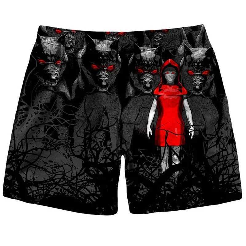 New Mens Horror Gothic Beach Shorts 3D Printed Dark Pants Large Size Loose Thin Outdoor Sports Breathable Shorts X250410