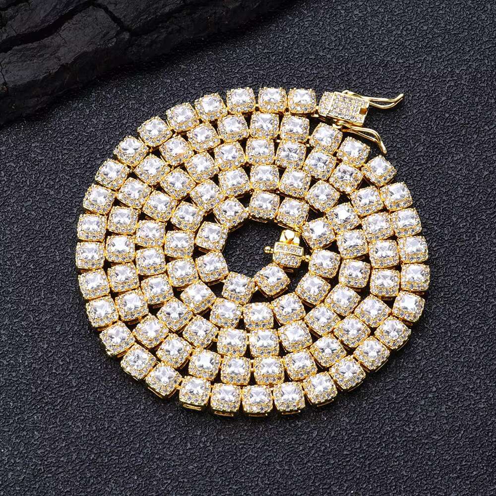 Moissanite Rock Sugar Chain All Diamond S925 Silver Necklace Mens High Fashion Accessory