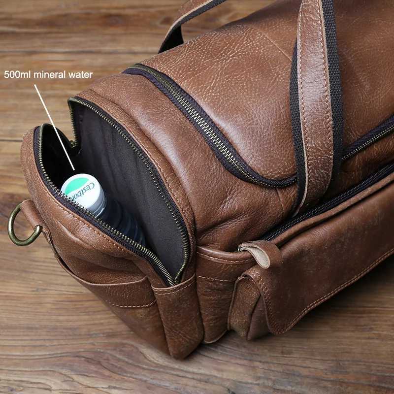 New Retro Large Capacity Mens Frosted Leather Travel Bag Made Of Old Top Layer Cowhide Portable Short Distance Luggage Bag K251110