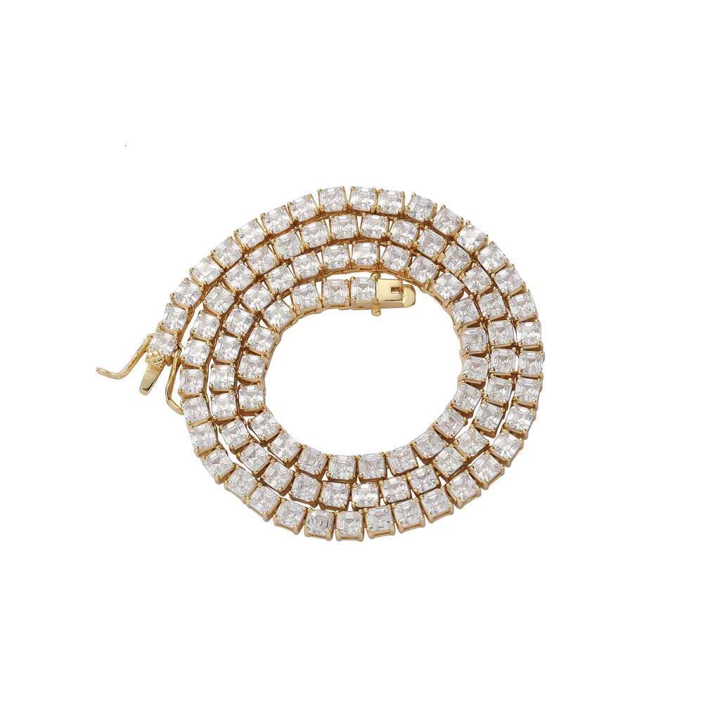European and American Fashion Moissanite Necklace with CZ Ice Crystal Cross-Shaped Brass Chains for Wedding Occasions