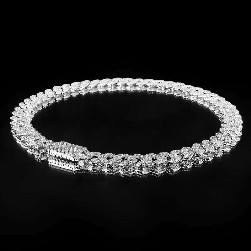 Unisex men's 14k/gold-plated hip-hop style zircon sier Miami Cuban chain necklace