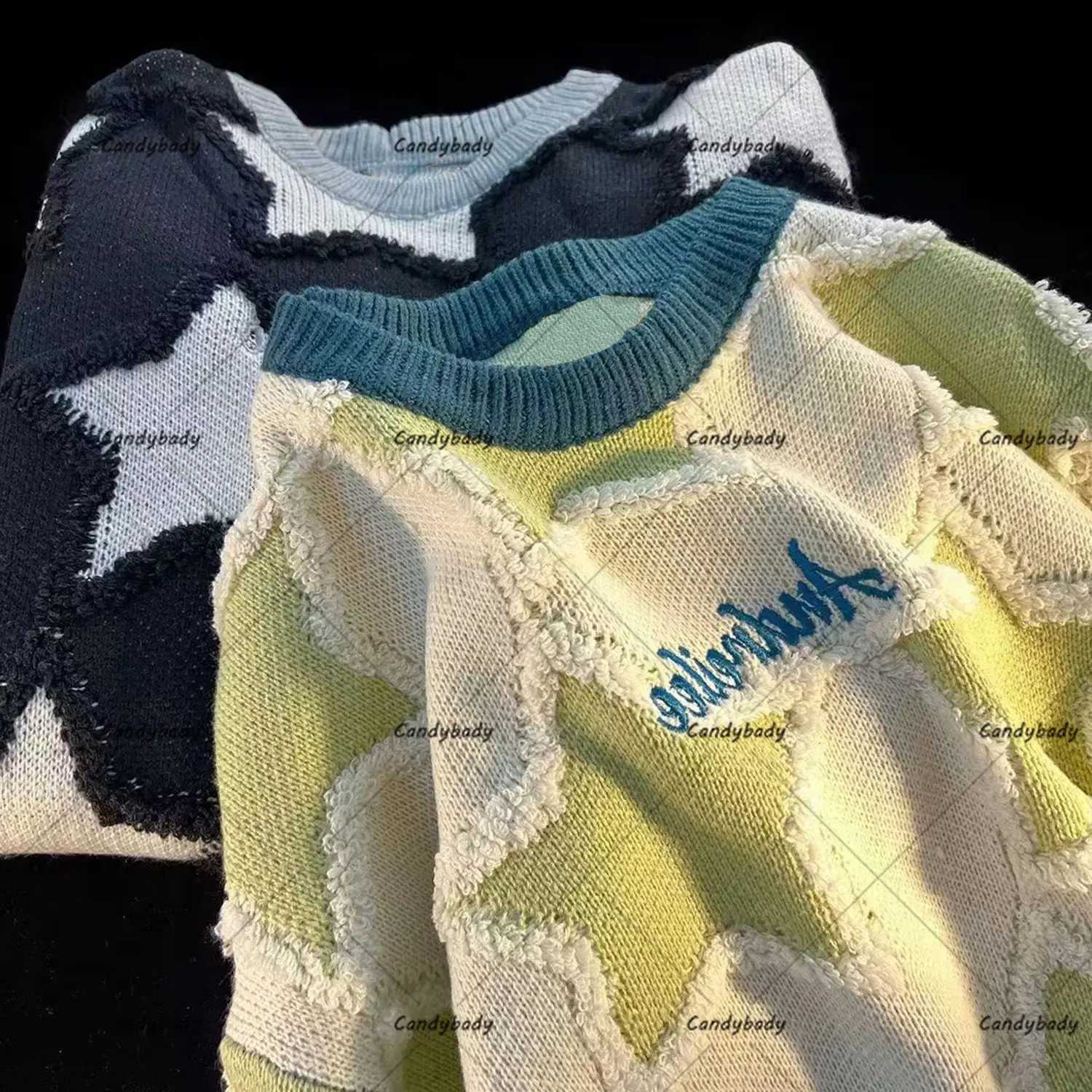 Fashion American High Street Harajuku Style Star Streetwear Men Round Neck Sweater Female Couple Y2K Street Retro Casual Loose Pullover Y251110