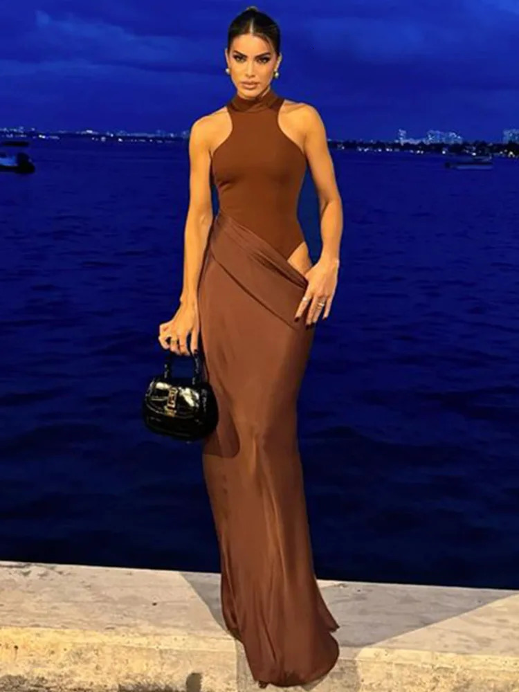 JULISSA MO Satin Sexy Hollow Womens Maxi Dress Black Sleeveless High Waist Dress Womens Autumn Tight Elegant Party Club Dress 250409