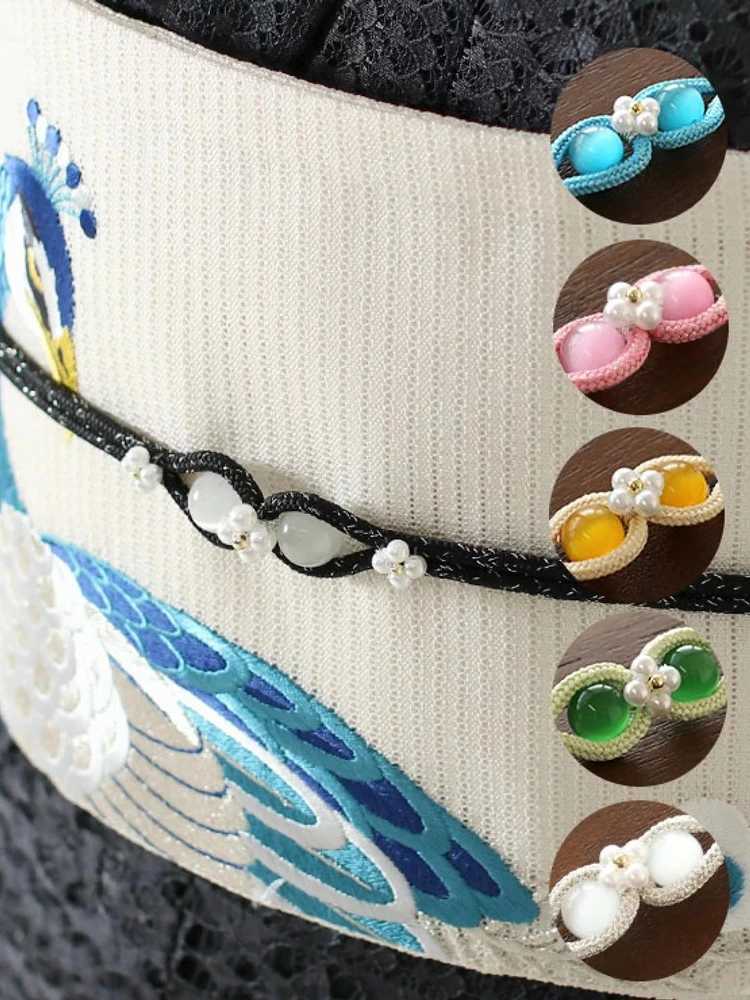 Obi Jime - Agate bead waistband for Yukata formal kimono Mti traditional decorative belt- X250410