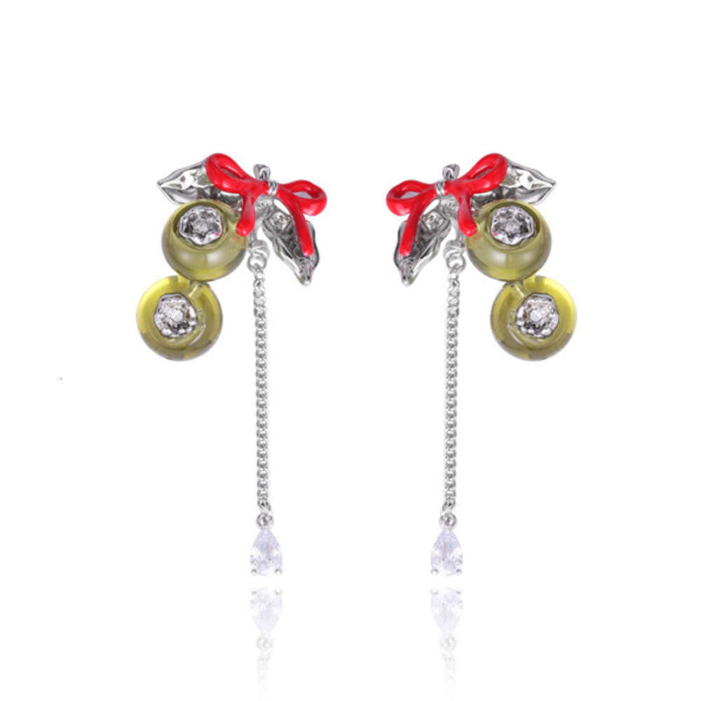 Light Luxury High-End Bow Grape for Women Original Design Long Sweet Cool Style New Tassel Earrings