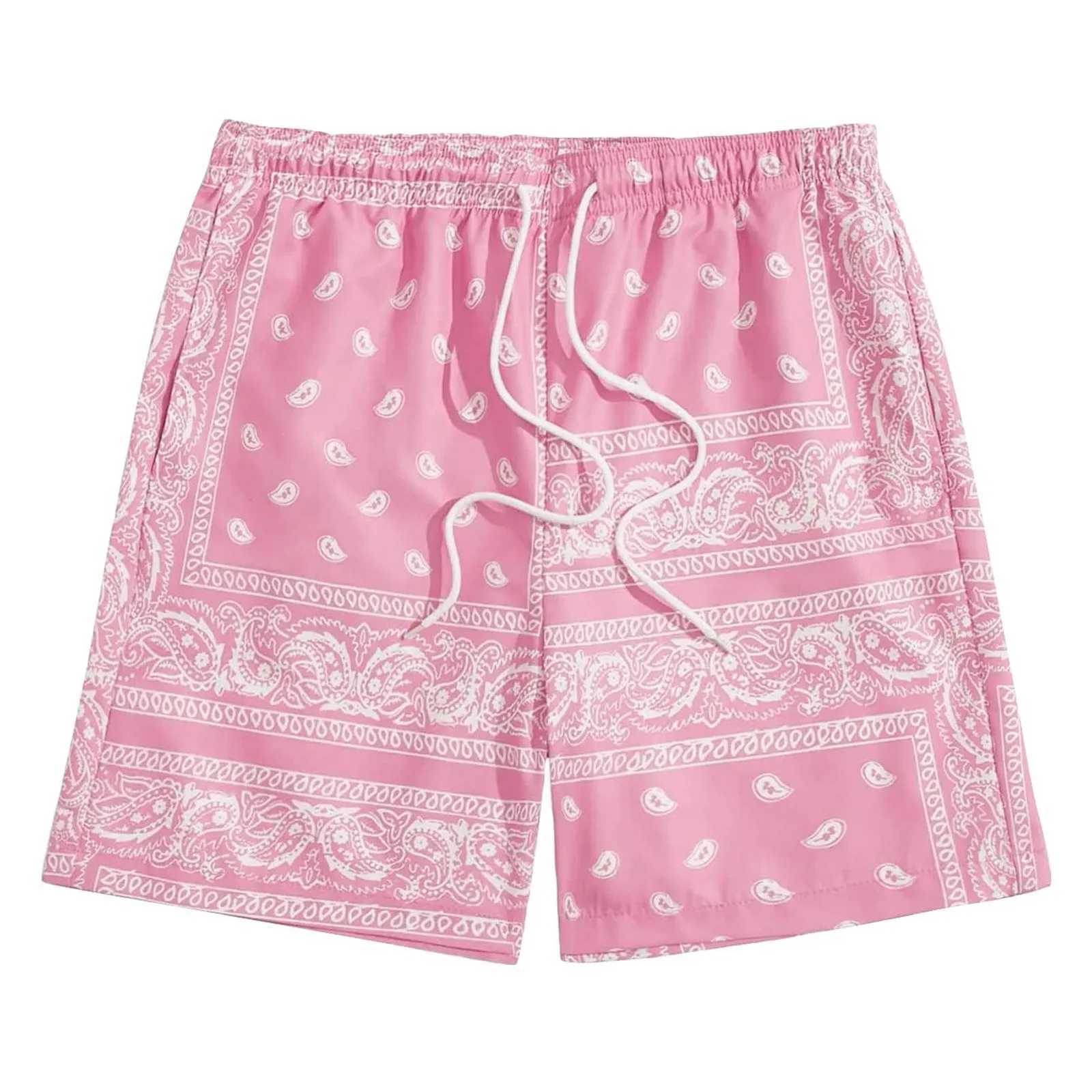 Leisure swimming shorts mens bohemian brushed waist paisley print summer Hawaiian beach shorts mens surfing shorts Ropa Hombre X250410