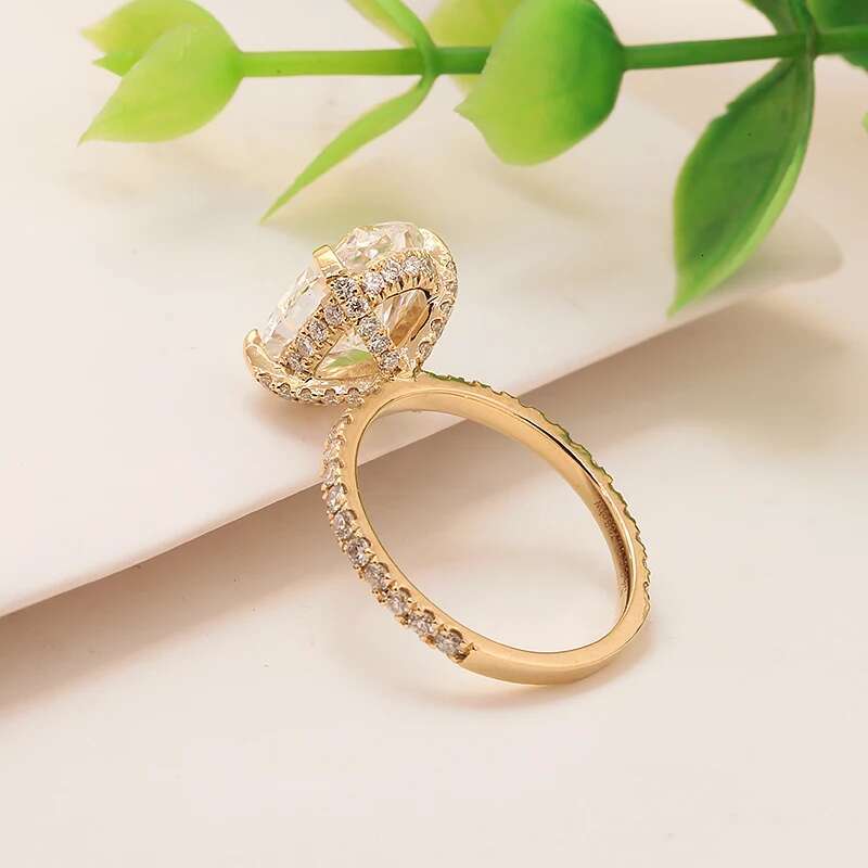 100% Real 14K Yellow Gold Oval Cut IGI Certificate Lab Grown Diamond 1-4CT EF VS CVD HPHT Lab Diamond Engagement Ring For Woman
