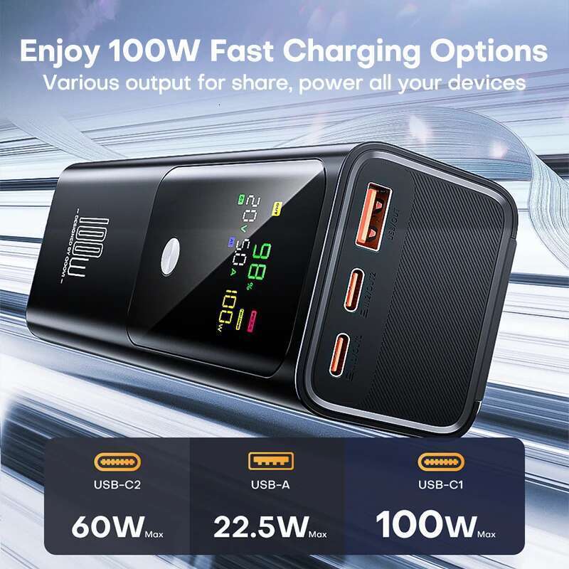 100W Power Bank 20000mAh External Battery Capacity Fast Charging Portable Charger Powerbank For Laptop Samsung
