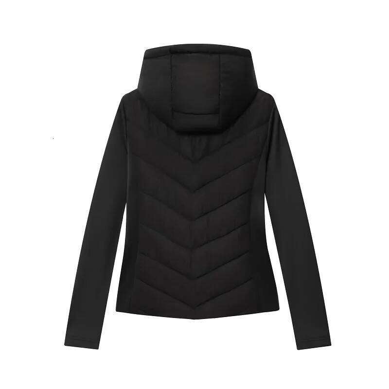 Hooded Black Women's Parkas Long Sleeve Warm Lightweight Padded Jackets Zip Up Quilted Jacket Woman Short Coats