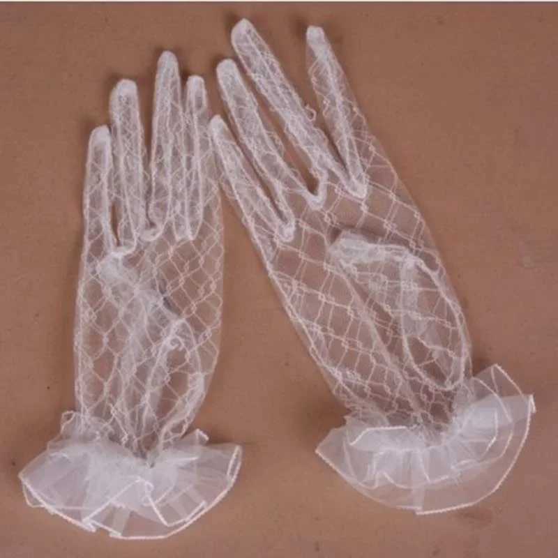 Bride Wedding Gloves White Short Design Lace Gauze Transparent Women 2025 UV-Proof Summer Fishnet Mitten L251110