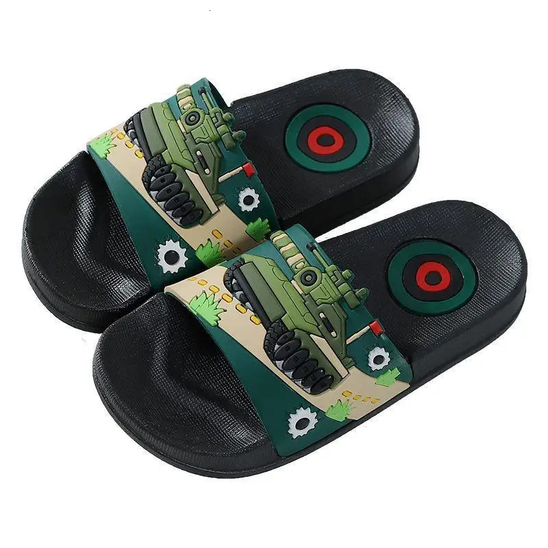 Summer cartoon tank childrens slider boys and girls slider Pvc home flip up non slip big childrens beach sandals 3-14 years 250409