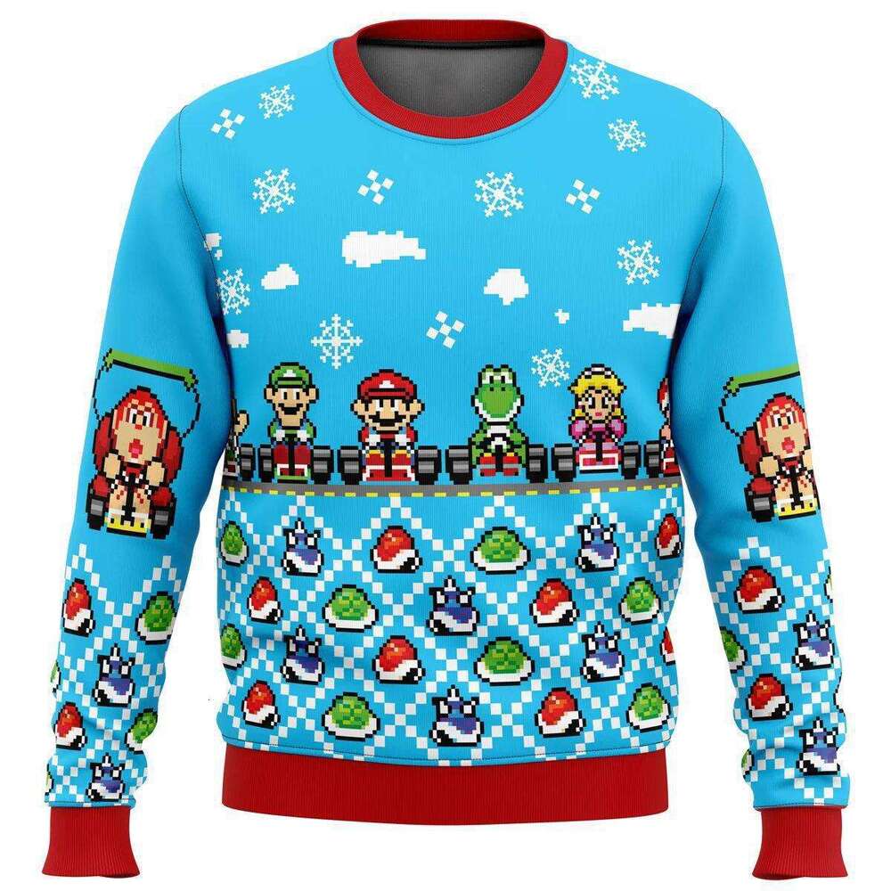 3D Christmas Anime Print Casual Men's Loose Fit European Size Hoodless Crewneck Sweatshirt Cross-Border Hot Sale New Autumn Winter