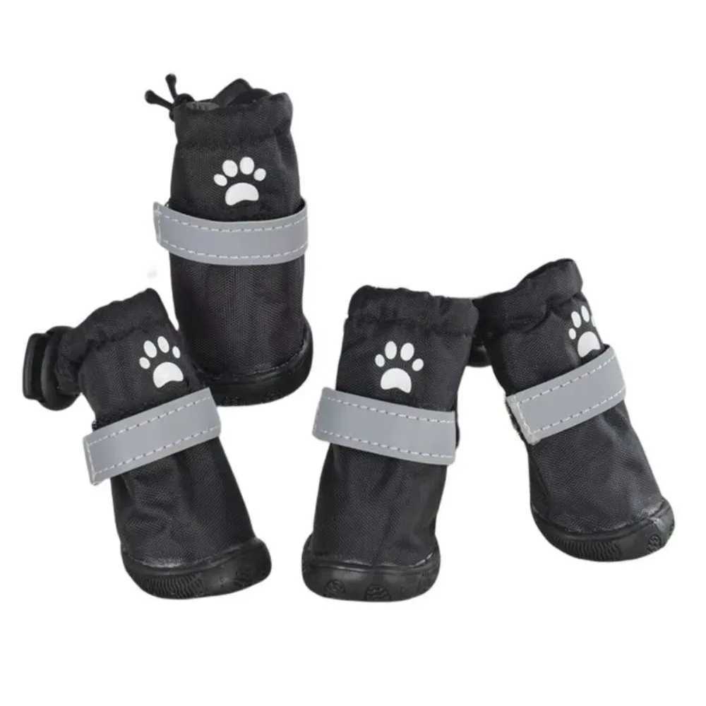 New Arrival 4-piece/set cute waterproof pet dog shoes anti slip and wear-resistant puppy boots reflective pet rain shoes for outdoor use Z250410