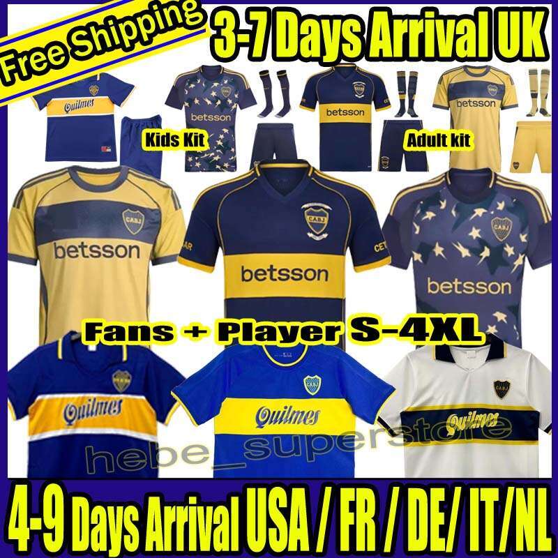 S-4XL 2025 Boca Juniors soccer Jerseys VILLA SALVIO Men kids Benedetto Salvio camisa de futebol 25 26 football shirt TEVEZ CARLITOS MARCOS ROJO VAZQUEZ CAVANI Retro