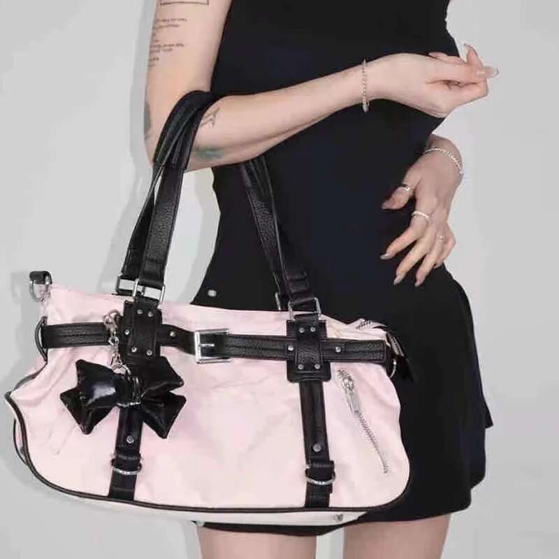 MEDIOW Korean Fashion Pillow Bag For Women Designer Handbag Purse 2024 New In Appliques Bow Belt Buckle Underarm Shoulder