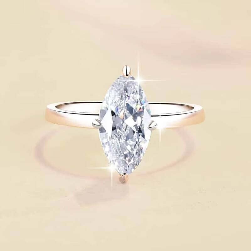 Light Luxury Style Jewelry 2Ct Marquise Cut VVs1 Moissanite S925 Sterling Silver Ring Engagement Gift for Woman
