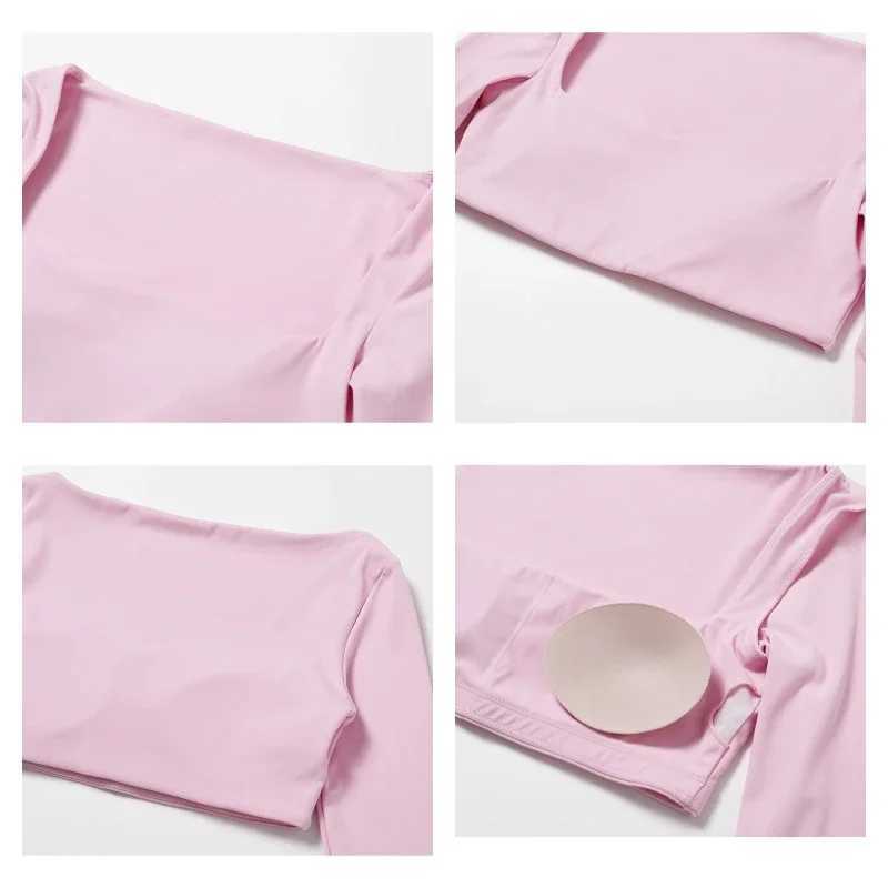 Casual quick drying sportswear for women square neck gym for women fitness sportswear for women long sleeved yoga clothes for womenXJ250410