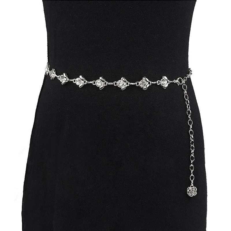 Golden metal chain with beautiful sparkling rhinestone decoration dress decoration with clothing accessories X250410