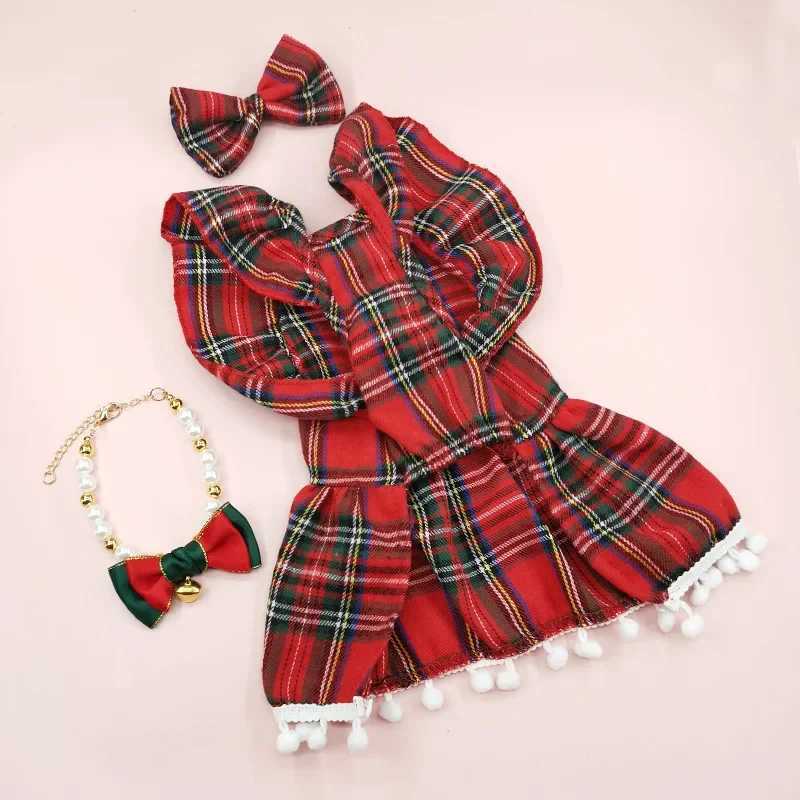 Christmas Dog Strap Skirt Autumn/Winter Dog Clothing Skirt Cat Clothing Christmas Checker Clothing Dog Clothes for Small Dogs J251110