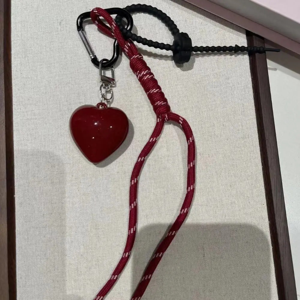 Fashionable Heart Leather Rope Keychain Handmade Y2K Bag Pendant Ornaments Cherry Bow Mobile Phone Lanyard Gifts 251110