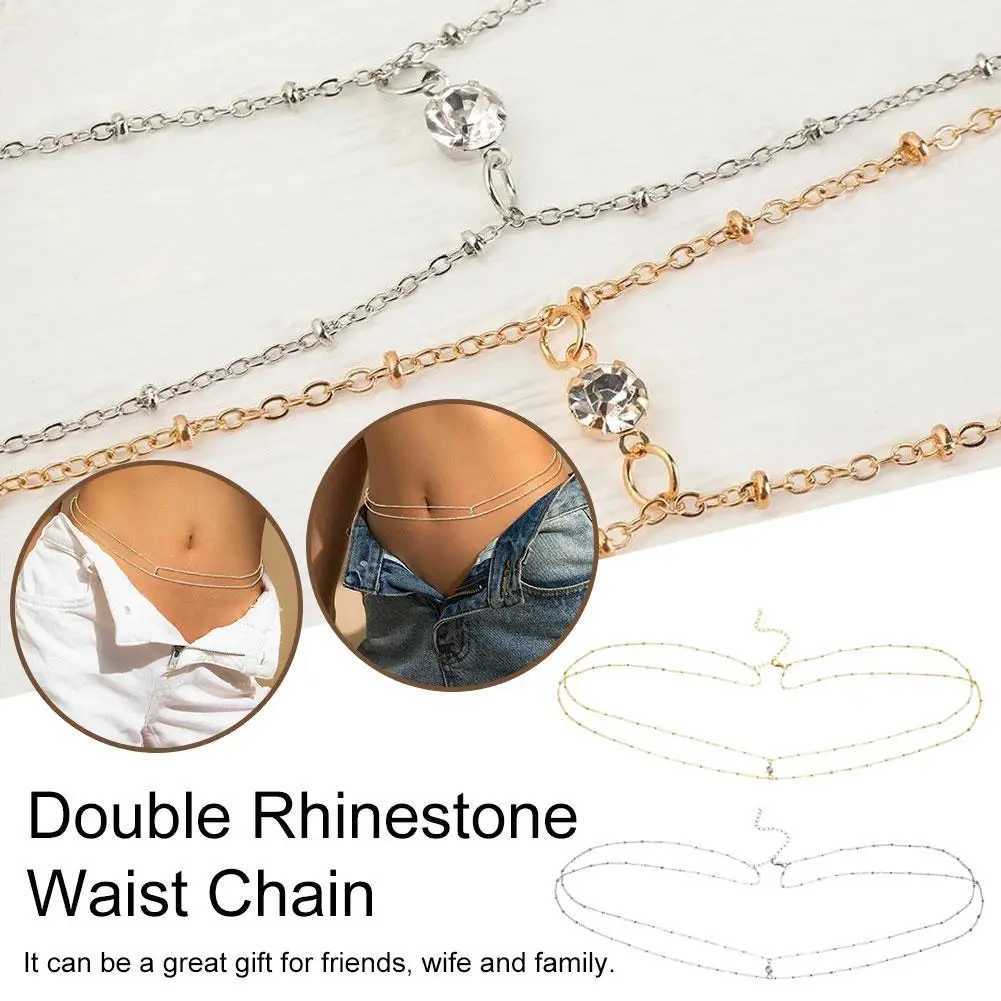 Fashionable and Simple Double layer Bead Chain Womens Waist and Waist Chain Belly Belt Chain Fashionable Body Jewelry Spring and Summer Gifts X250410