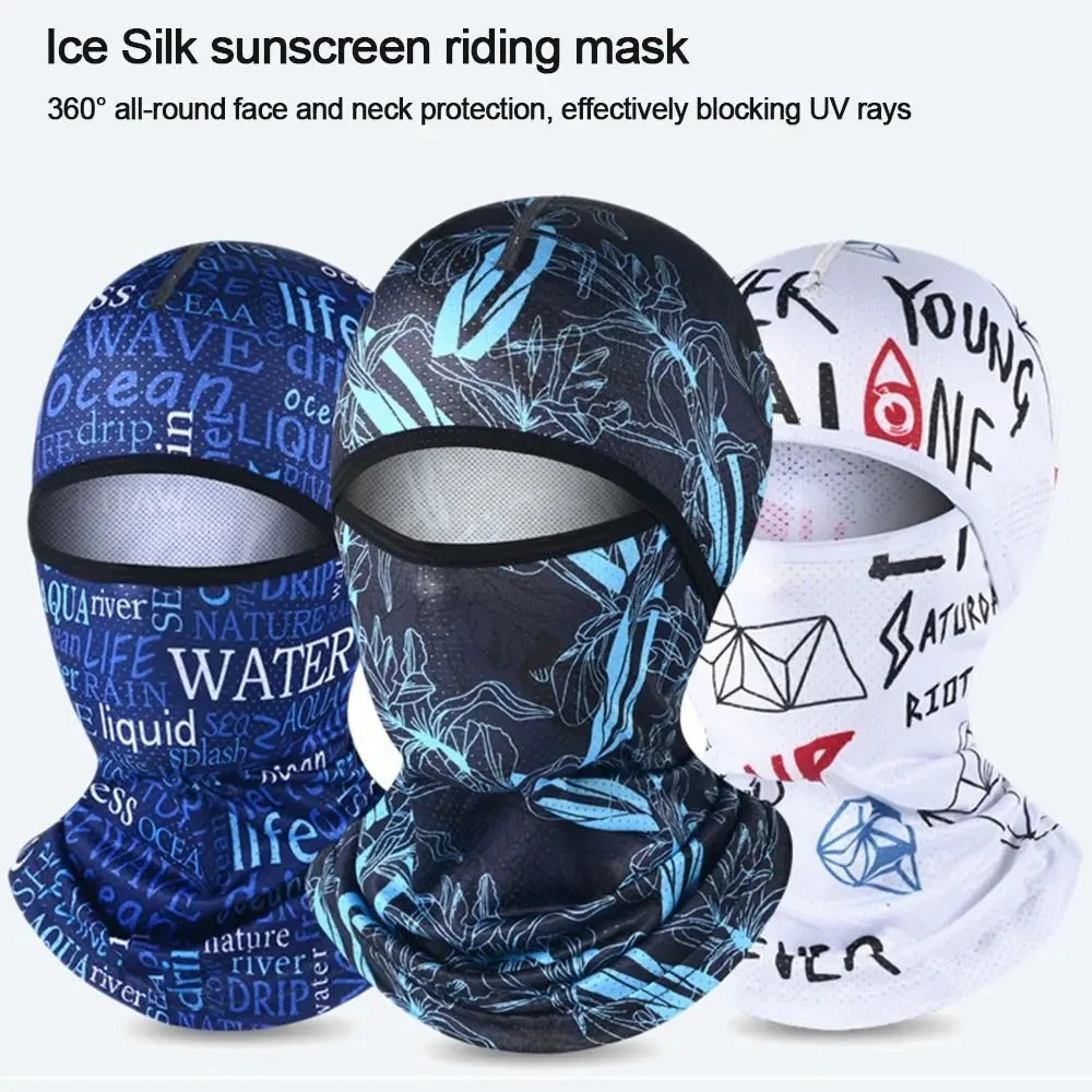 Summer Cool Balaclava Ice Silk Bicycle Full Face Hat Sunscreen and UV Protection Sports Face Cover Headwear Motorcycle Mens Hat 250408