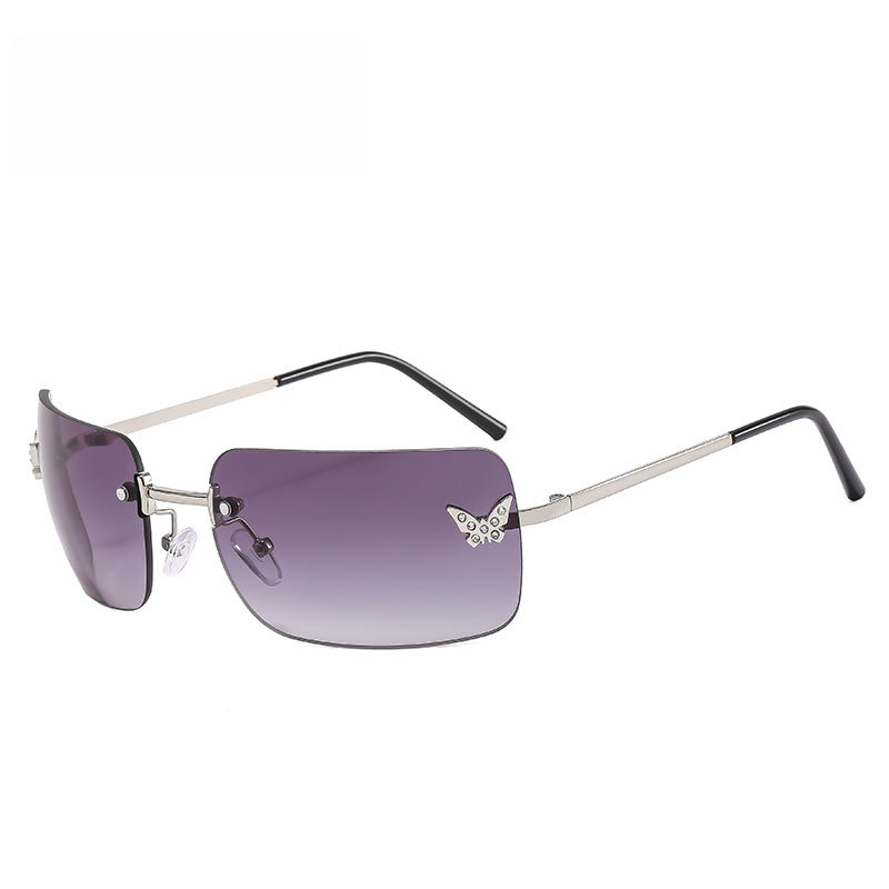 Outdoor-Ready Square Sunglasses Featuring Unique Butterfly Design & Diamond Detailing