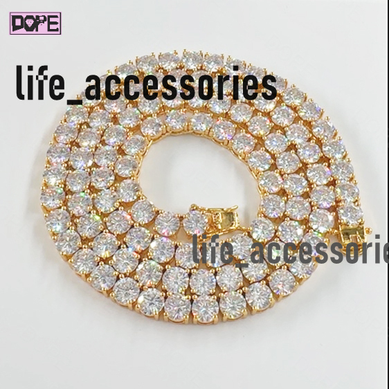 Wholesale 3mm 4mm 5mm Tennis Chain 925 Silver Gold Plated Iced Out VVS Moissanite Tennis Chain
