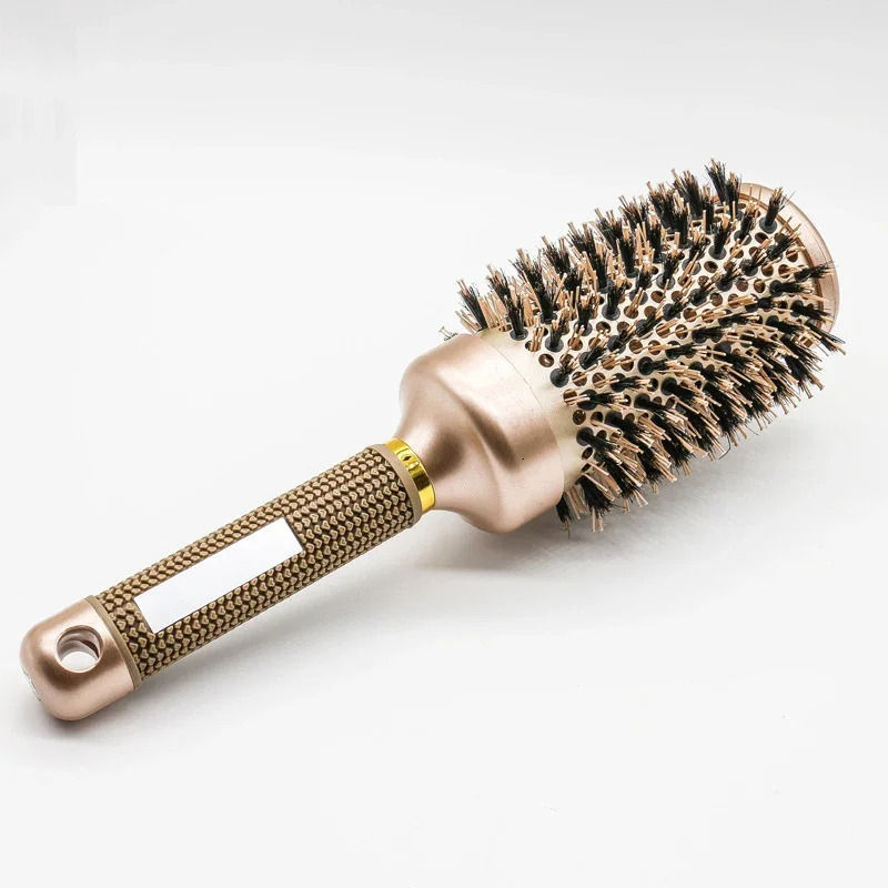 1PC Ceramic Round Hair Brush Women Boar Bristles Hair Comb for Blow Dry Hairdressing StylingTools For Drying Curly Hair Straight 251107