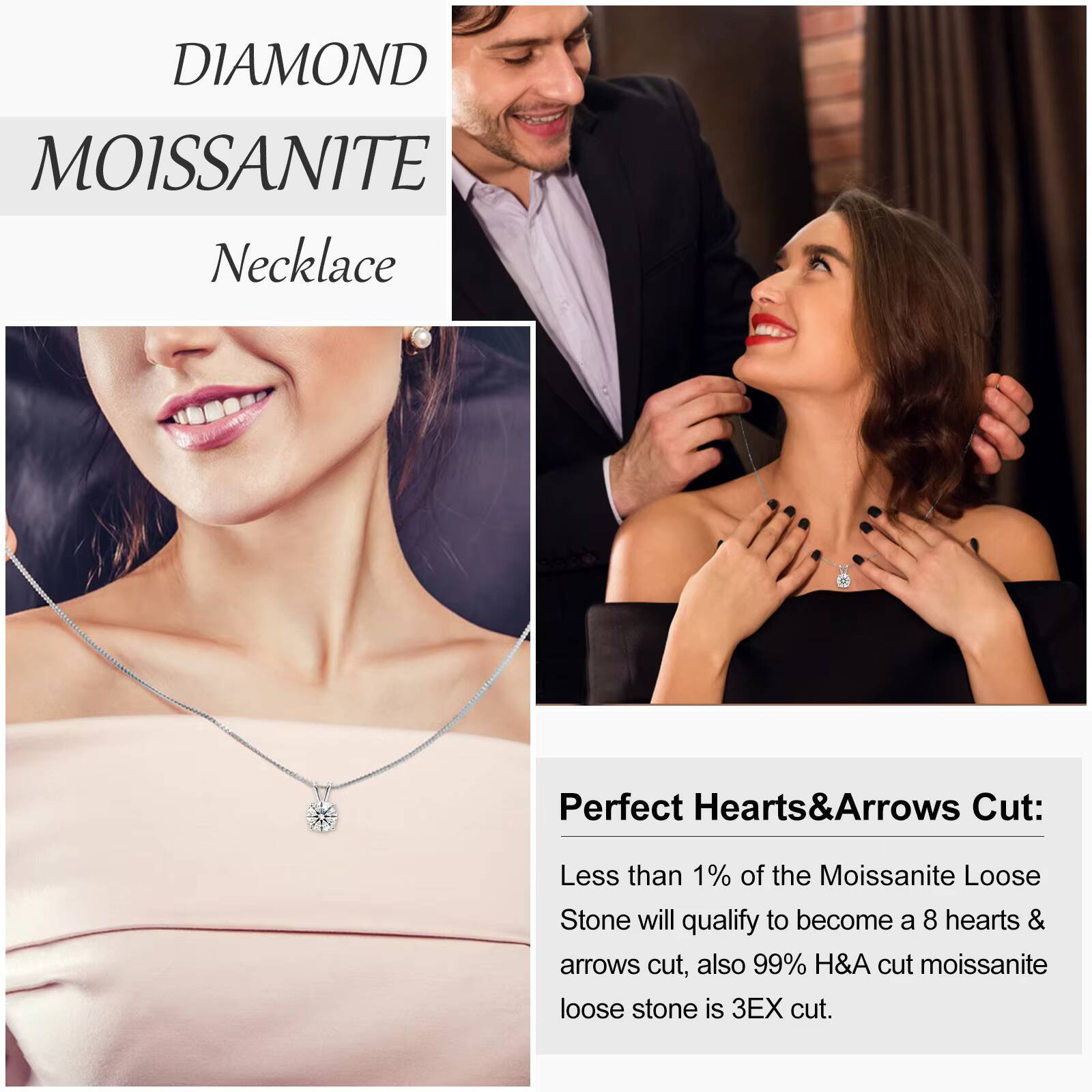 Local US Stock Hot Sale Fine Jewelry Gift Solid 925 Sterling Silver VVS Moissanite Diamond Solitaire Pendant Necklace for Women