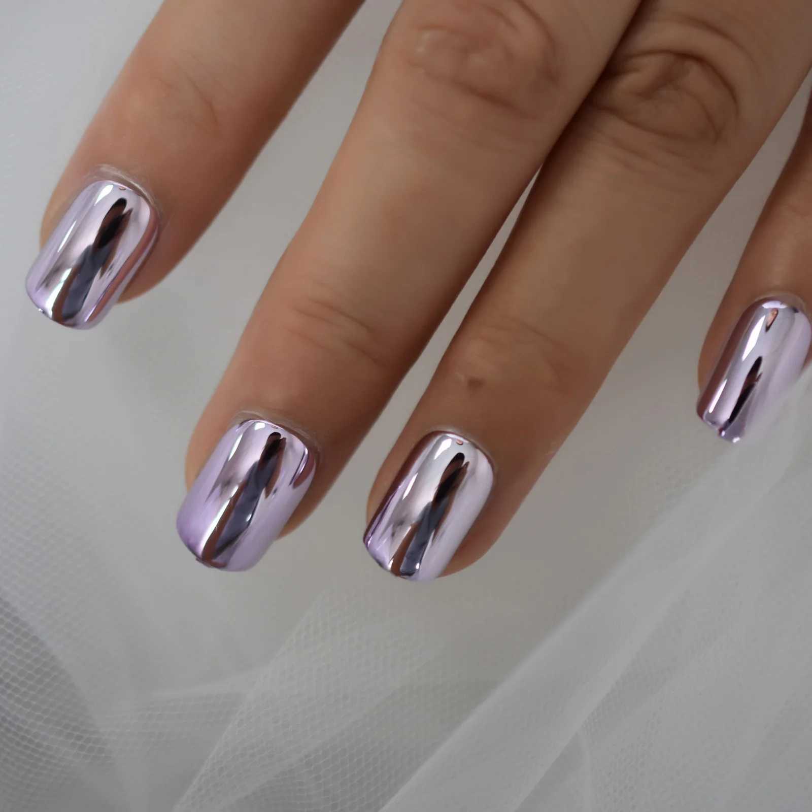 Square chrome plated medium-sized press nail 202 full cover nail tip nail art product W250410
