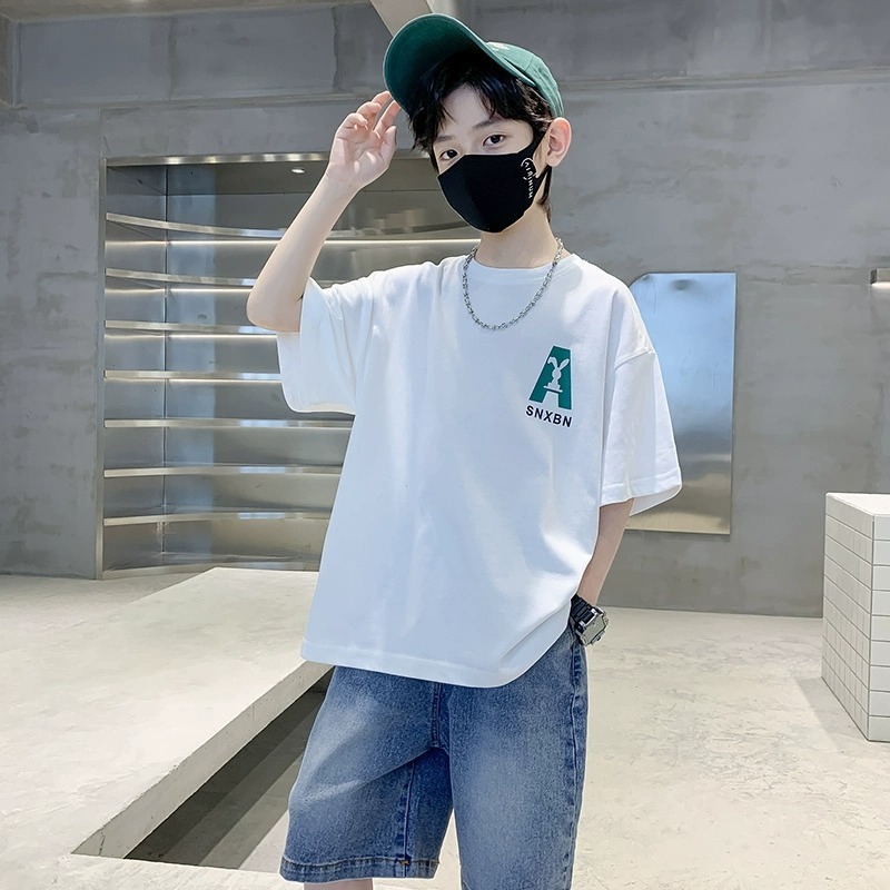 GS- Ddmyshoesvip Boys Clothes Short T Shirt Middle Aged Children S Clothing Summer New Style Boys Half Sleeved T Shirt Top Trendy
