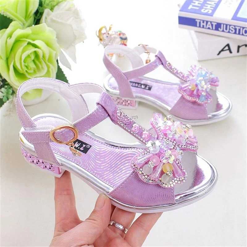 Girl Flat Heel Sandals Girl Spring/Summer Little Girl Princess Dress Bow Fashion Youth Shoes Z250410