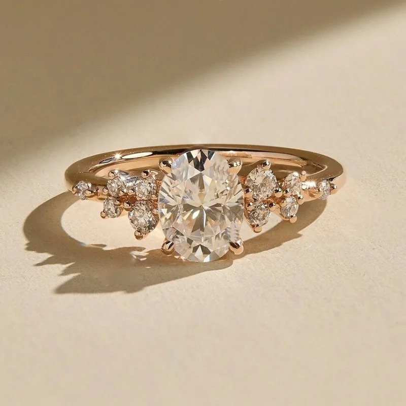 Unique Oval Cut 1ct3ct Halo Ring 925 Sterling Silver Half Rings for Woman Wedding Jewelry with Certificate 251103