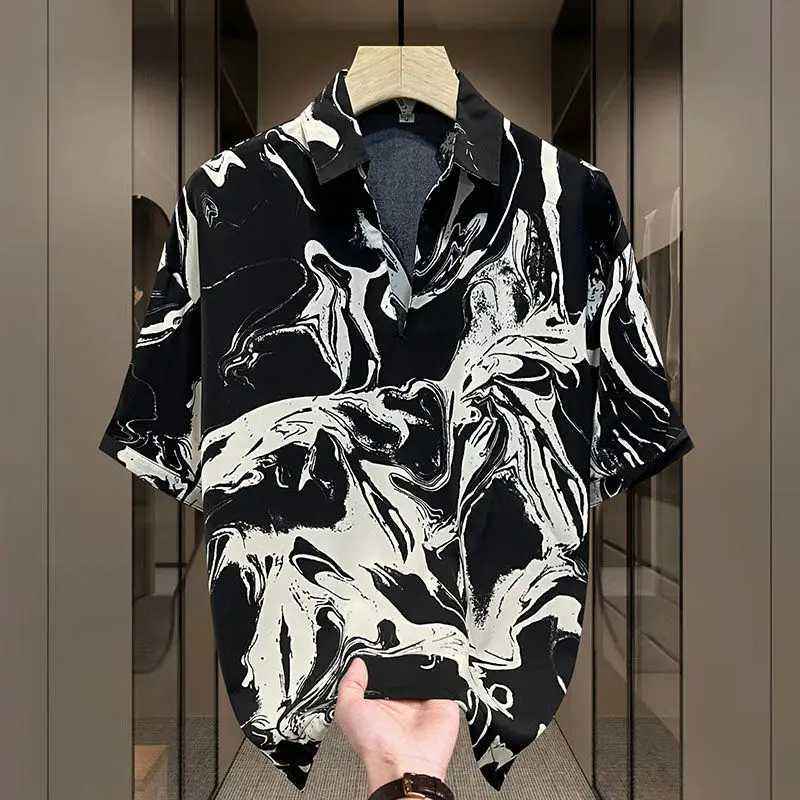 EleGant and fashionable Harajuku slim fit Ropa Hombre loose casual sports full matching T-shirt printed thin short sLeeved shirt X250410