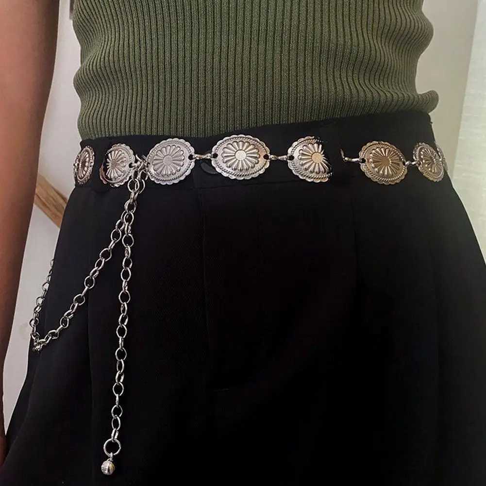 Ethnic style retro metal waist chain Bohen silver metal chain strap Wens Fashion Accessories X250410