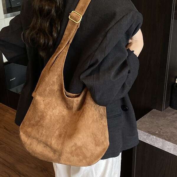 Vintage Cross-Border Canvas Tote for Women 2025 New Trendy Large Capacity Simple Personality Single Shoulder Crossbody Bag Niche Design