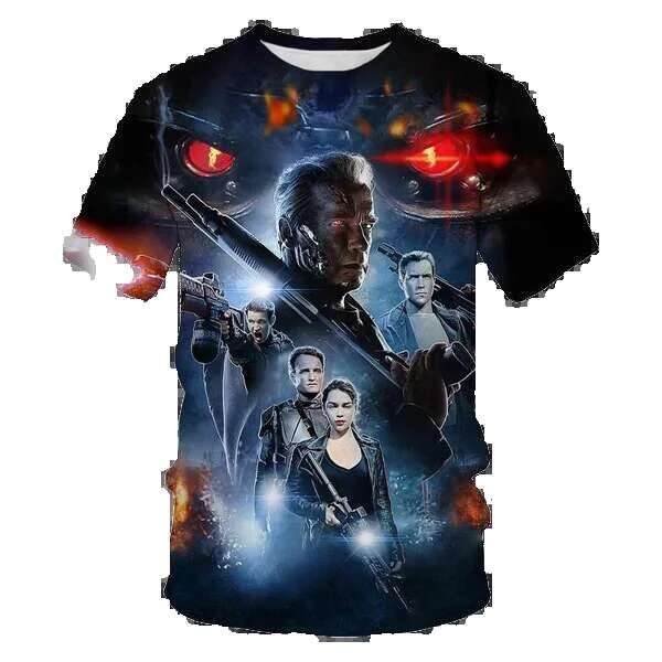 New Classic Movie Terminator 3D Printed Men's and Women's Short Sleeve Oversized T-shirt Haruku Loose Children's Y2K Top