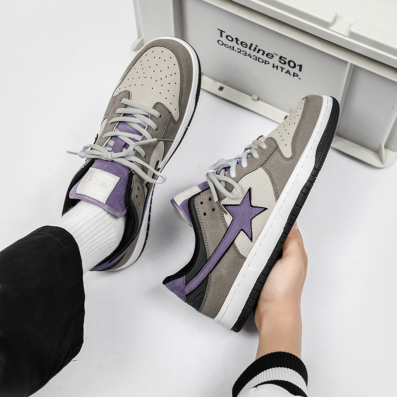 Free shipping affordable luxury chaussures Shoes mens womens gray purple color matching versatile board shoes niche trend fashion casual sports shoes