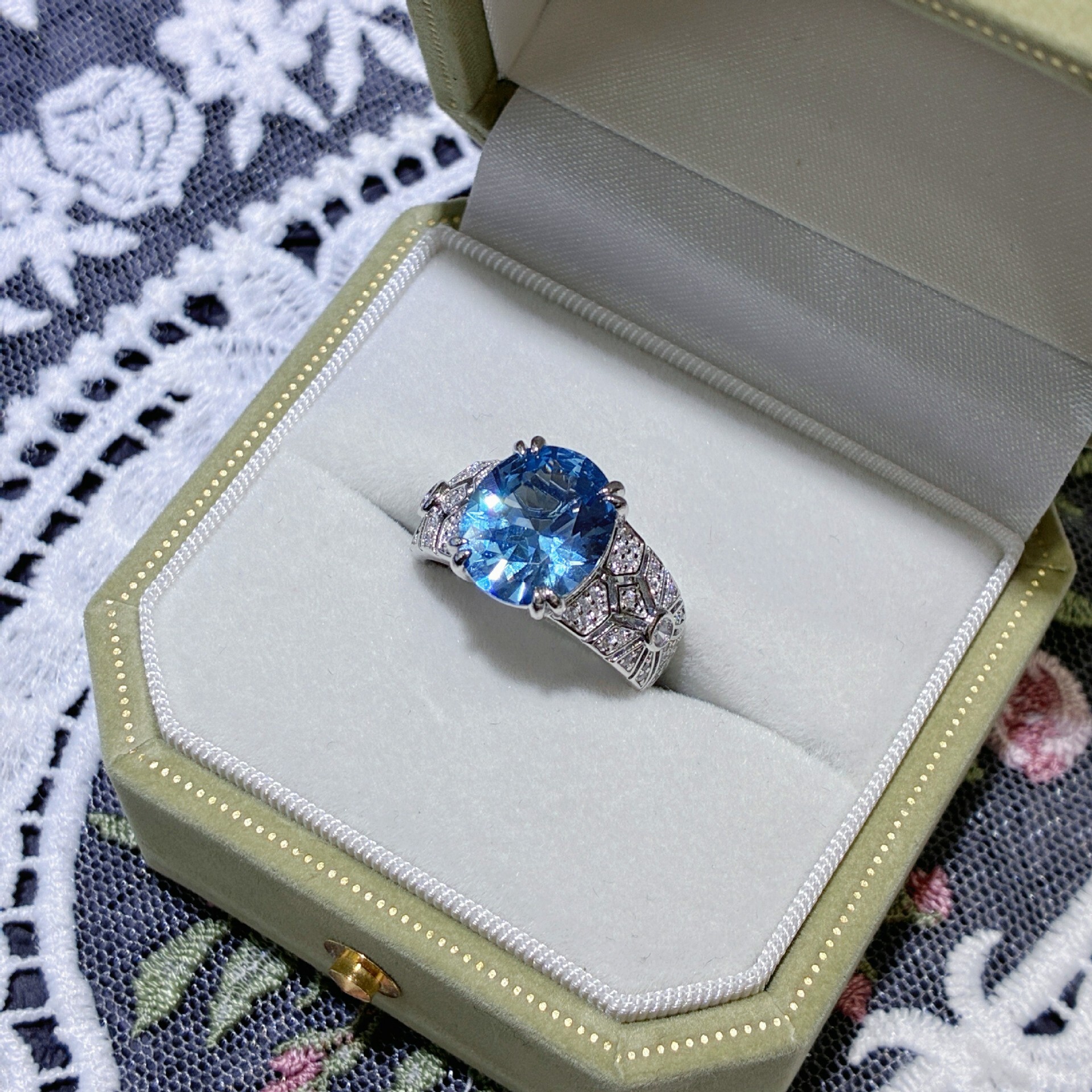 S925 Sterling Silver Designer Ring Laboratory Cultivated Paraiba Oval Fashion Ring Suitable For Women's High-end Jewelry Wholesale