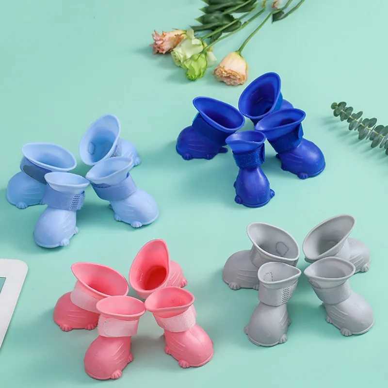 4 pieces of anti slip rubber sheathed pet waterproof rain shoes suitable for small medium and large dogs outdoor cat shoes dog ankle boots pet accesso