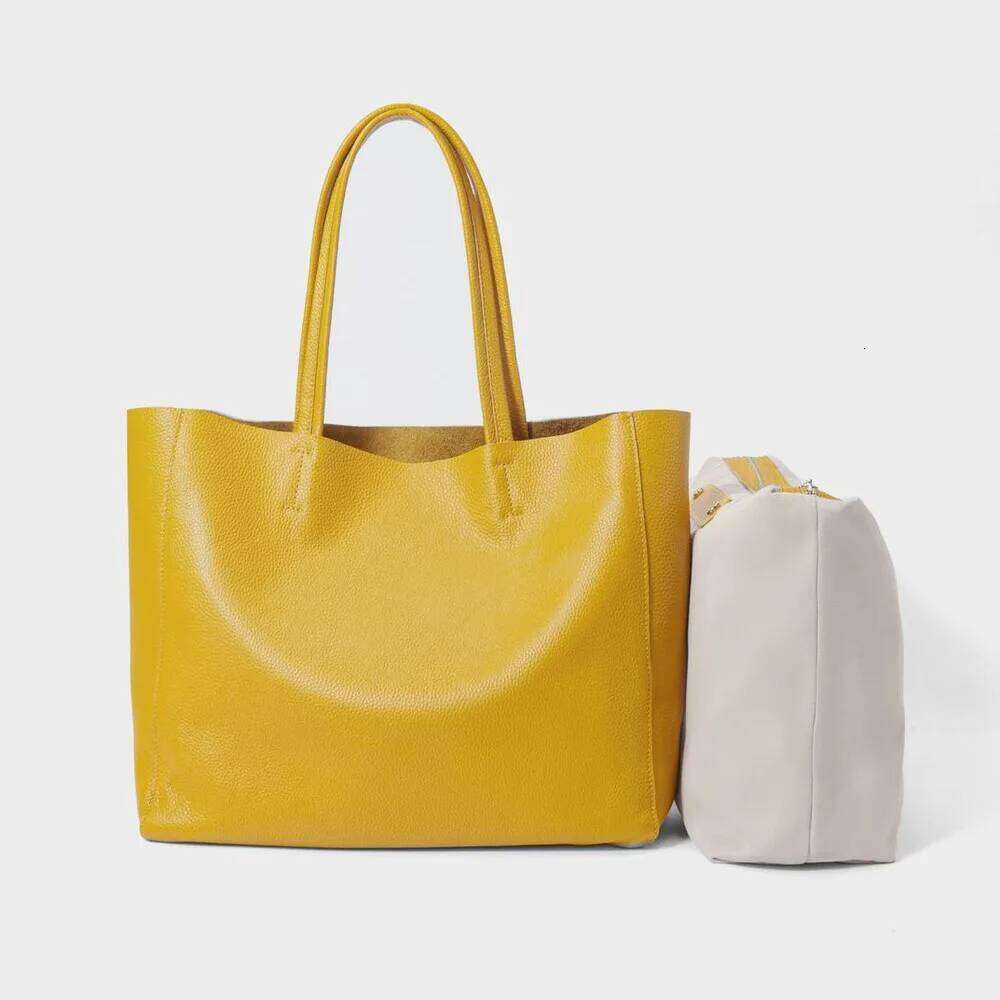 2025 New Women's Single Shoulder Top Layer Cowhide Handbag Simple Genuine Leather Large Capacity Commuter Tote Top-handle Bags